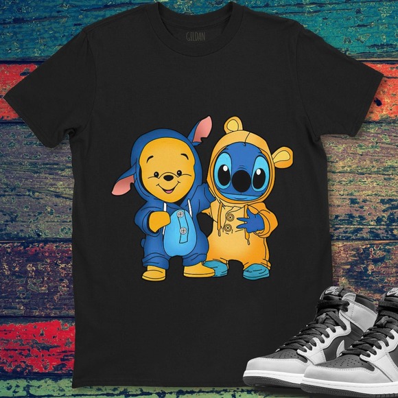 Winnie The Pooh and Stitch Best Friends Unisex Gift T-Shirt Shirt - Picture 1 of 2